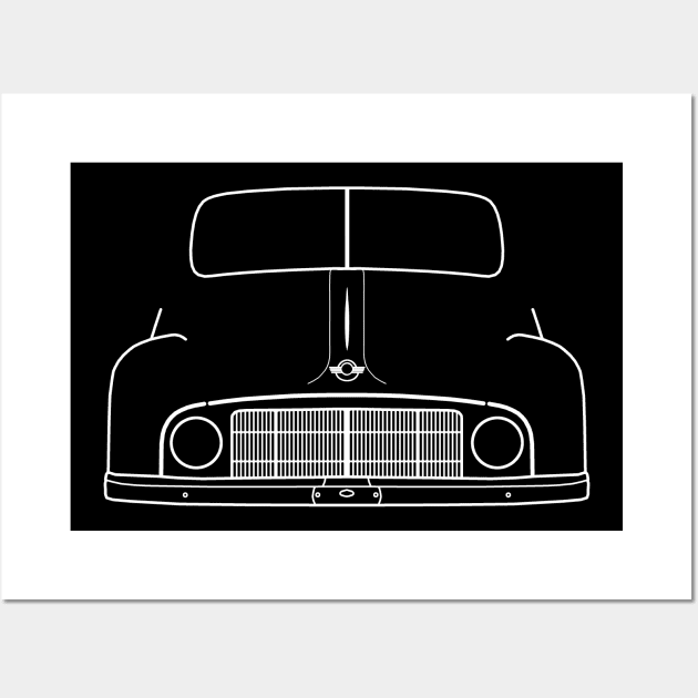 Morris Minor MM classic car outline (white) Wall Art by soitwouldseem